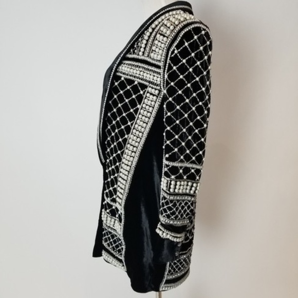 BALMAIN x HM Velvet Beaded Jacket Dress Size US 02 - Picture 3 of 6